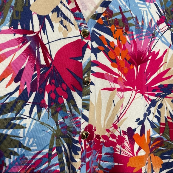 Rafaella Multicoloured Abstract Print Cotton Cardigan - Medium - Picture 6 of 8